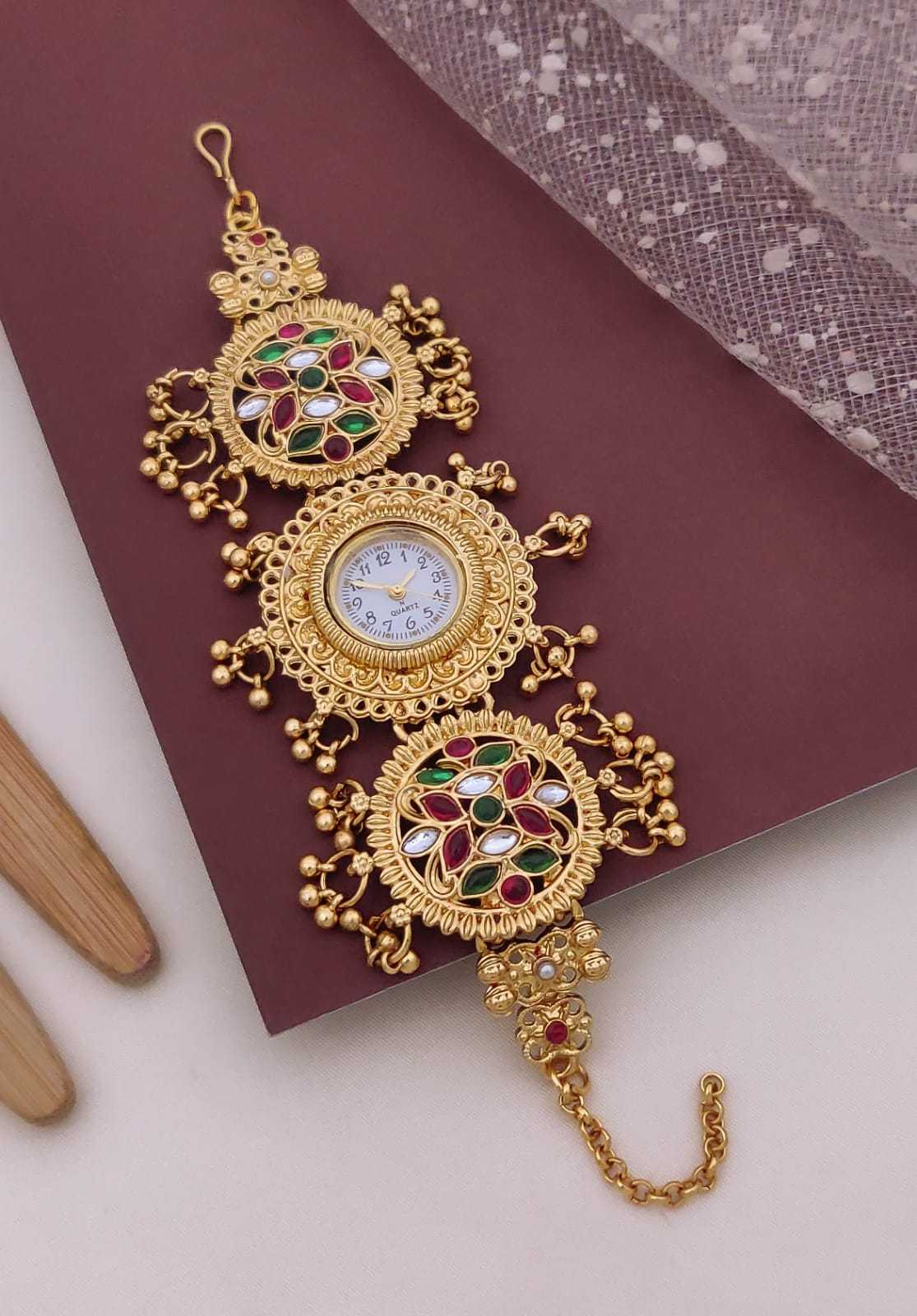 Heritage Bracelet Watch with Kundan & Ghunghru