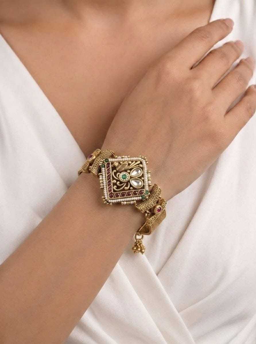 Heritage Bracelet with Square Multi Stone Centre