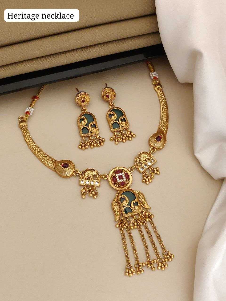 Heritage Collar Necklace with Green Enamel