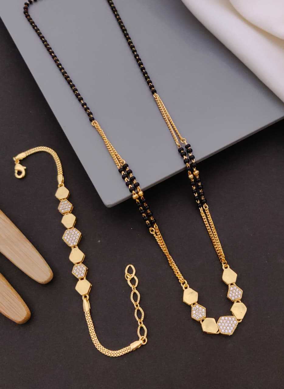 Hexagonal CZ Mangalsutra & Bracelet Combo