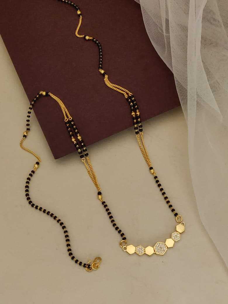 Hexagonal CZ Pendant Mangalsutra on Fine Chain