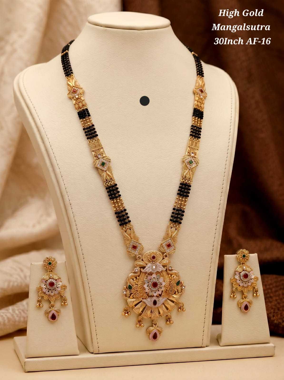 High Gold Long Mangalsutra with Earrings