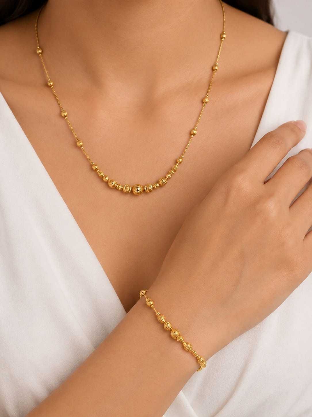 High Gold Mala Set with Matching Bracelet