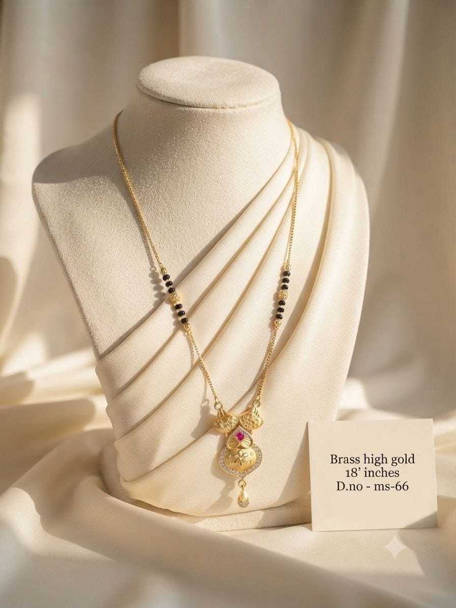 High Gold Mangalsutra with Pink Stone Pendant