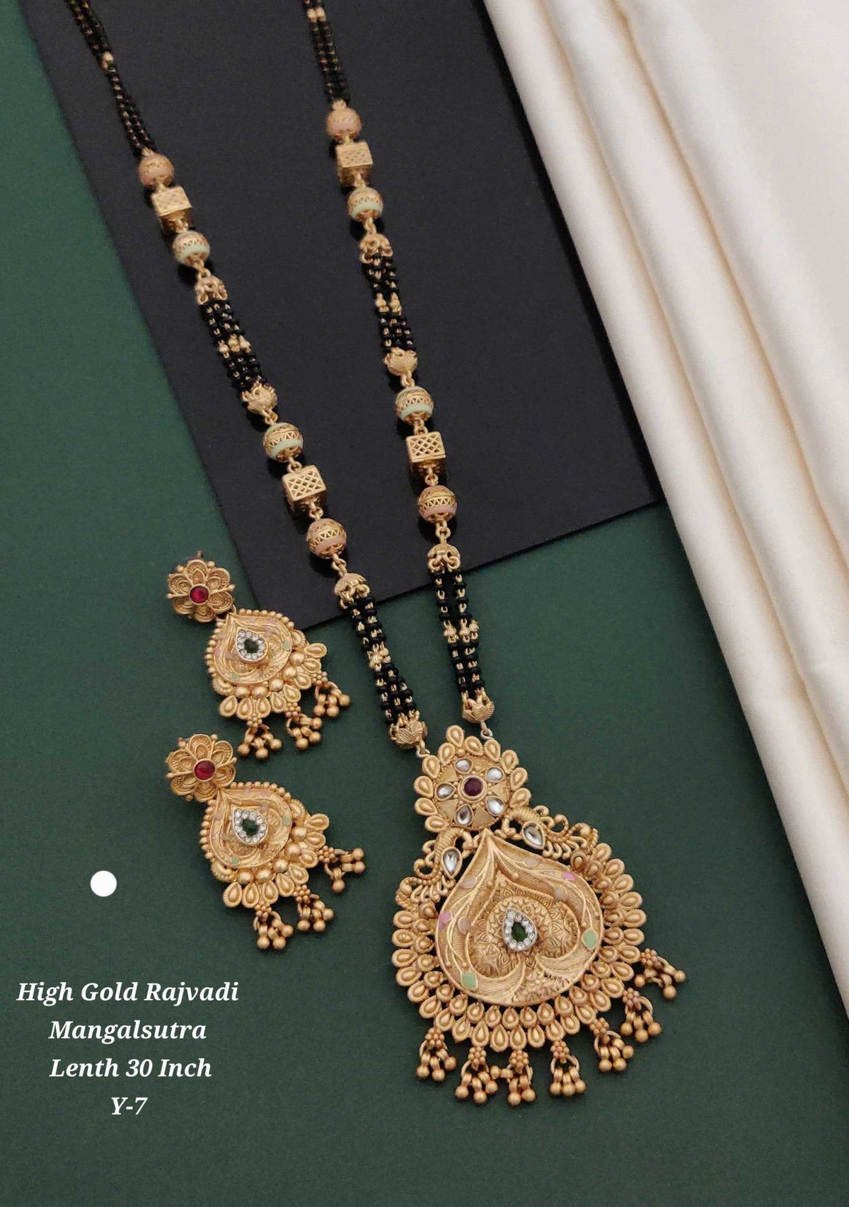High Gold Rajvadi Long Mangalsutra Set