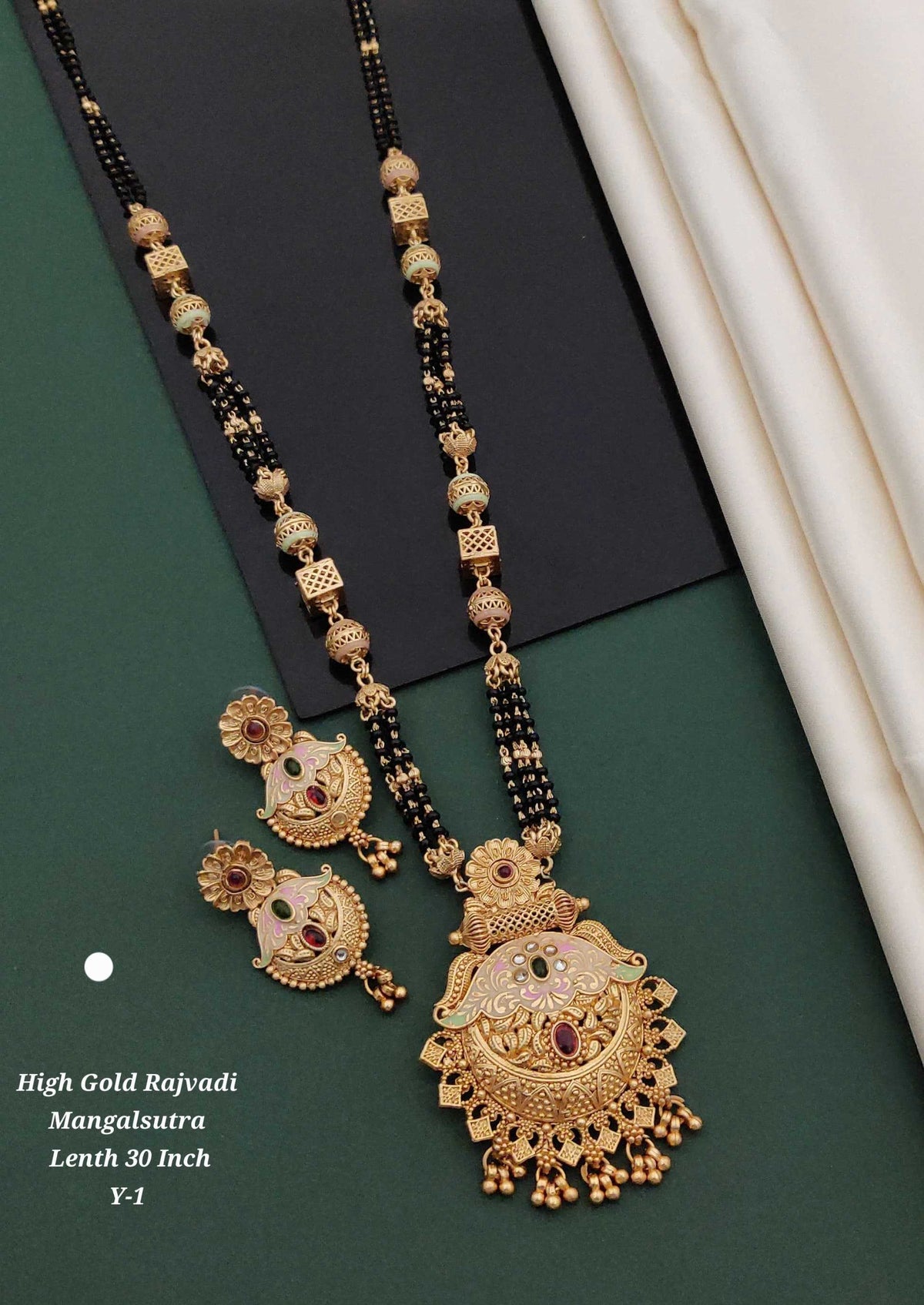 High Gold Rajvadi Long Mangalsutra Set