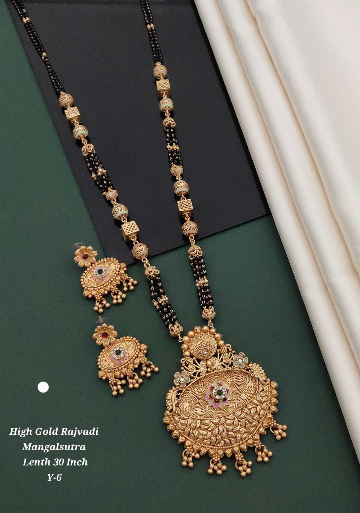 High Gold Rajvadi Long Mangalsutra Set