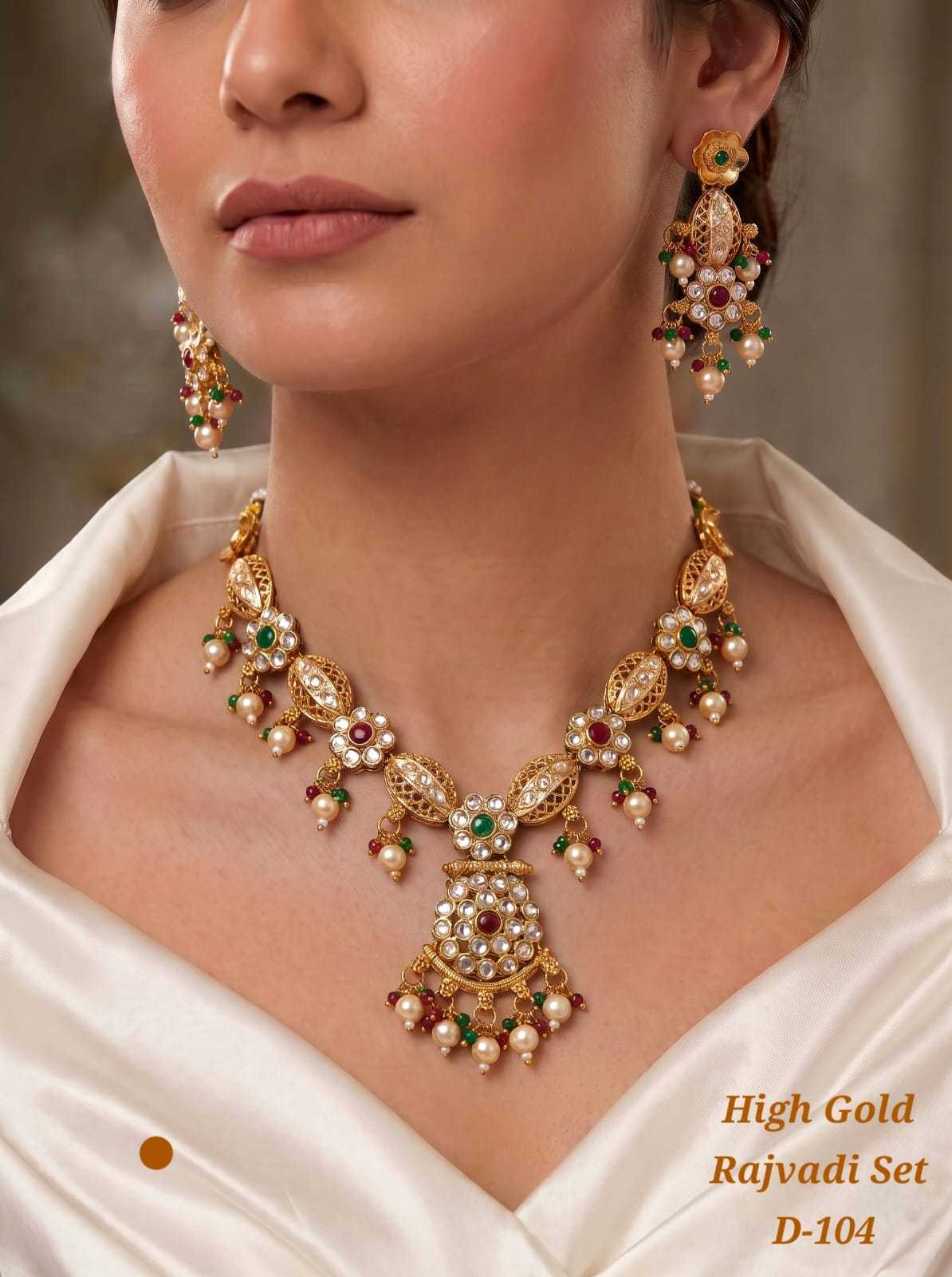 High Gold Rajvadi Necklace & Earring Set