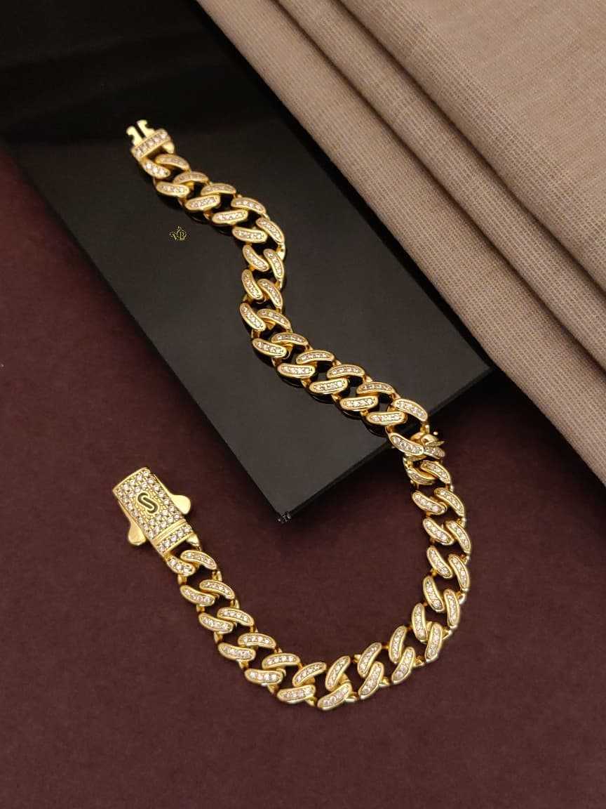 Gold-plated CZ Cuban curb bracelet with S initial clasp