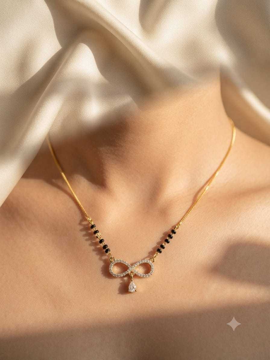 Infinity Pendant Mangalsutra with Pear Stone Drop