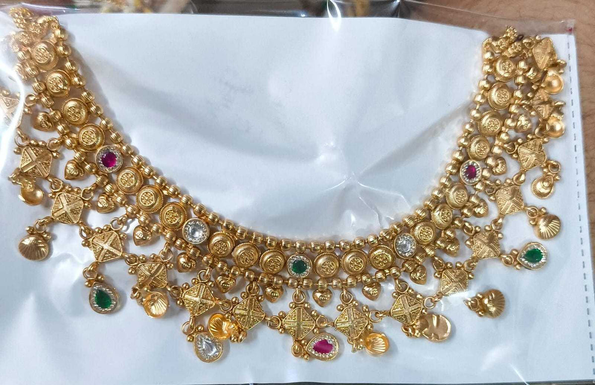 Kundan Coin Jhalar Choker Necklace Set with Earrings
