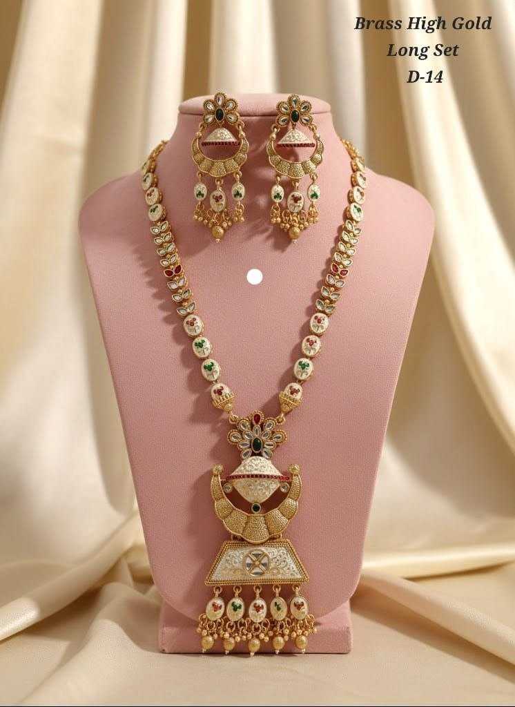Kundan Crescent Long Necklace Set with Chandbali Earrings