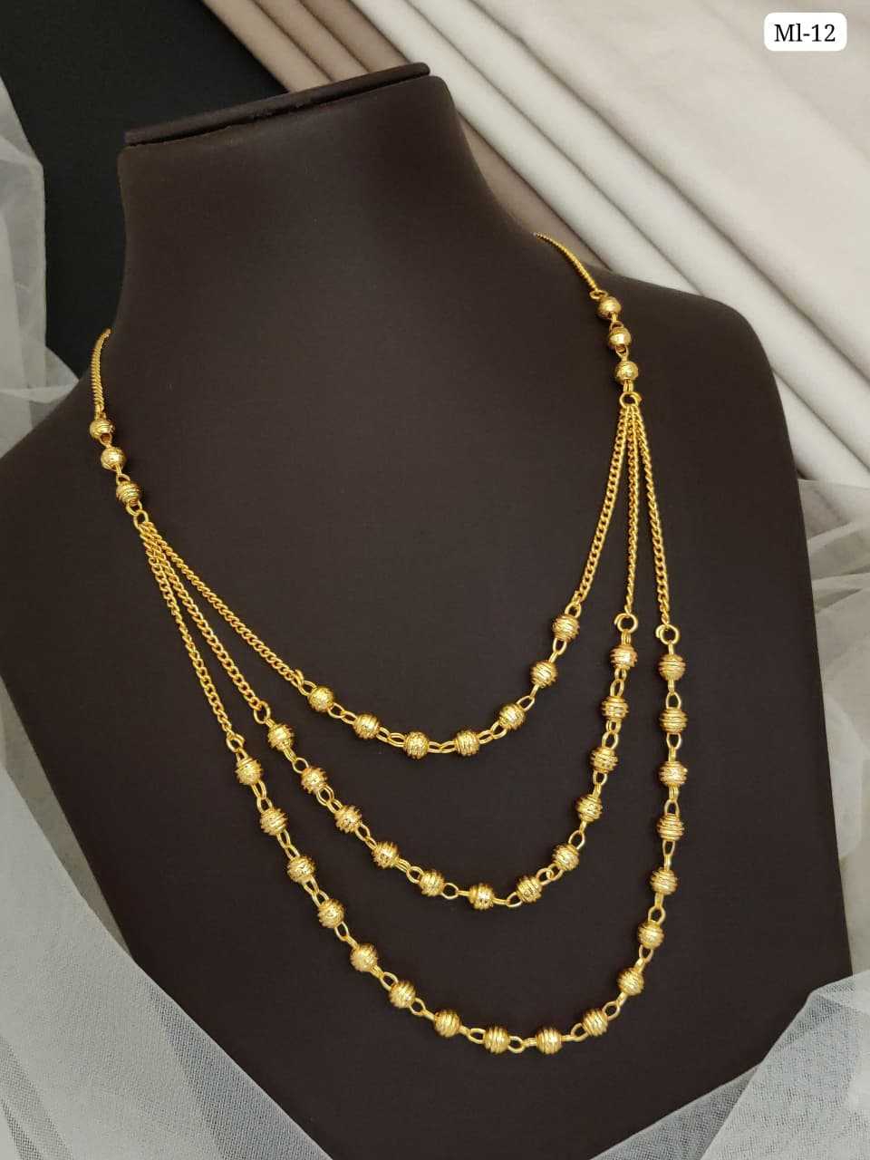 Layered Gold Ball Bead Chain Necklace