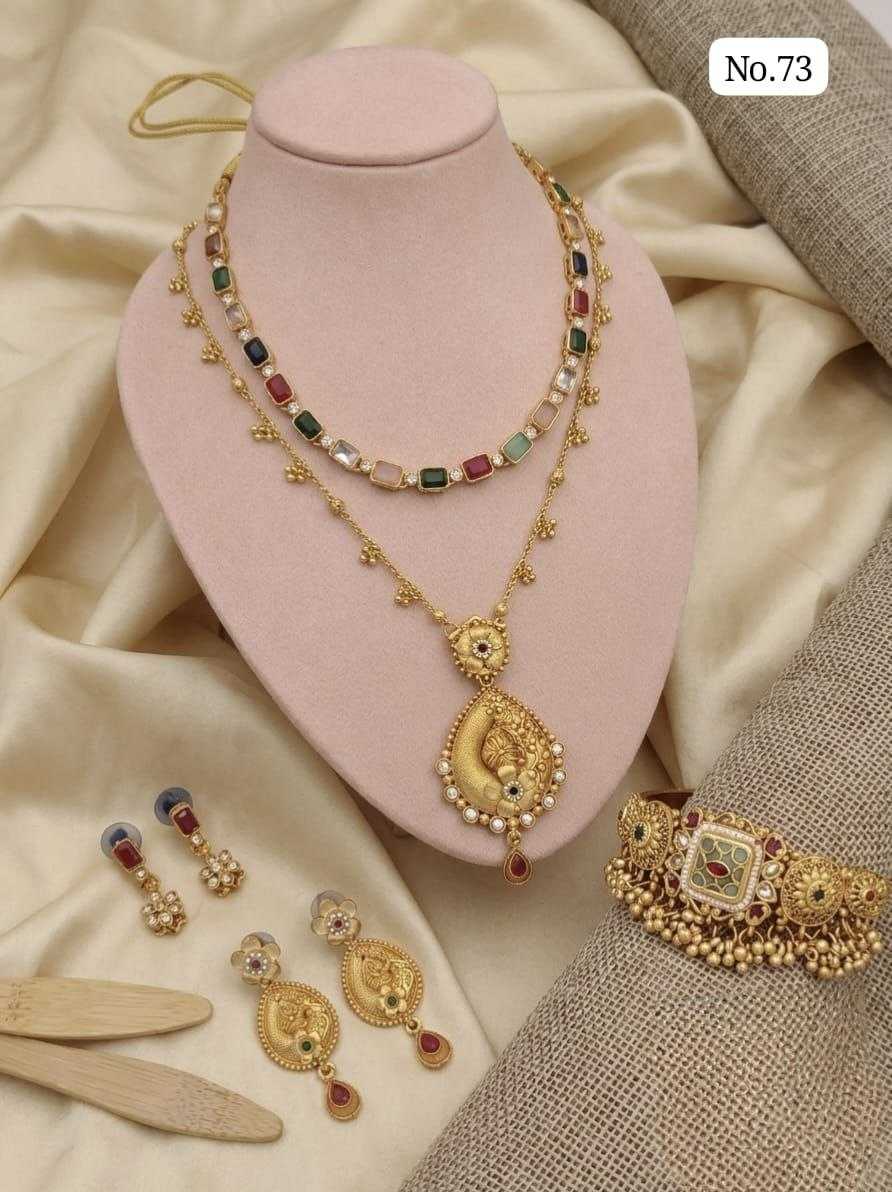 Layered Necklace Combo Set with Earrings and Kada Bracelet