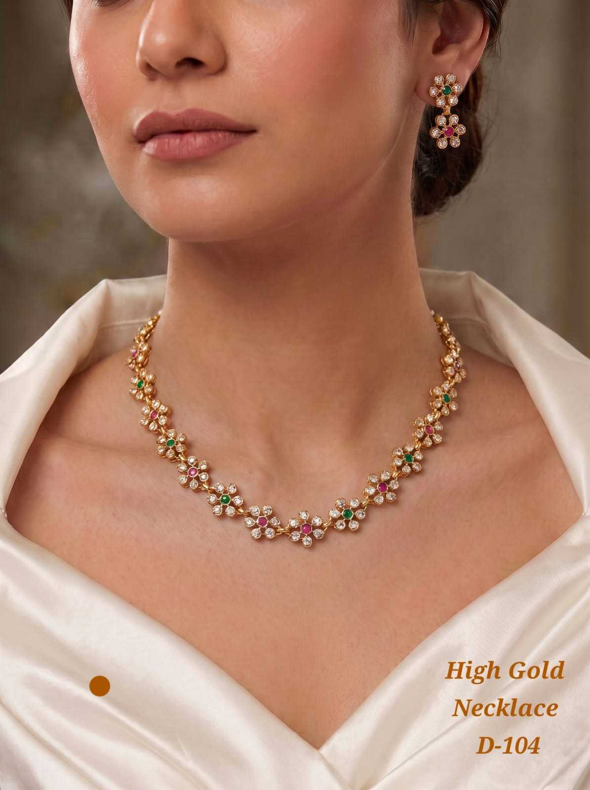 Linked Floral Motif Necklace with Earrings