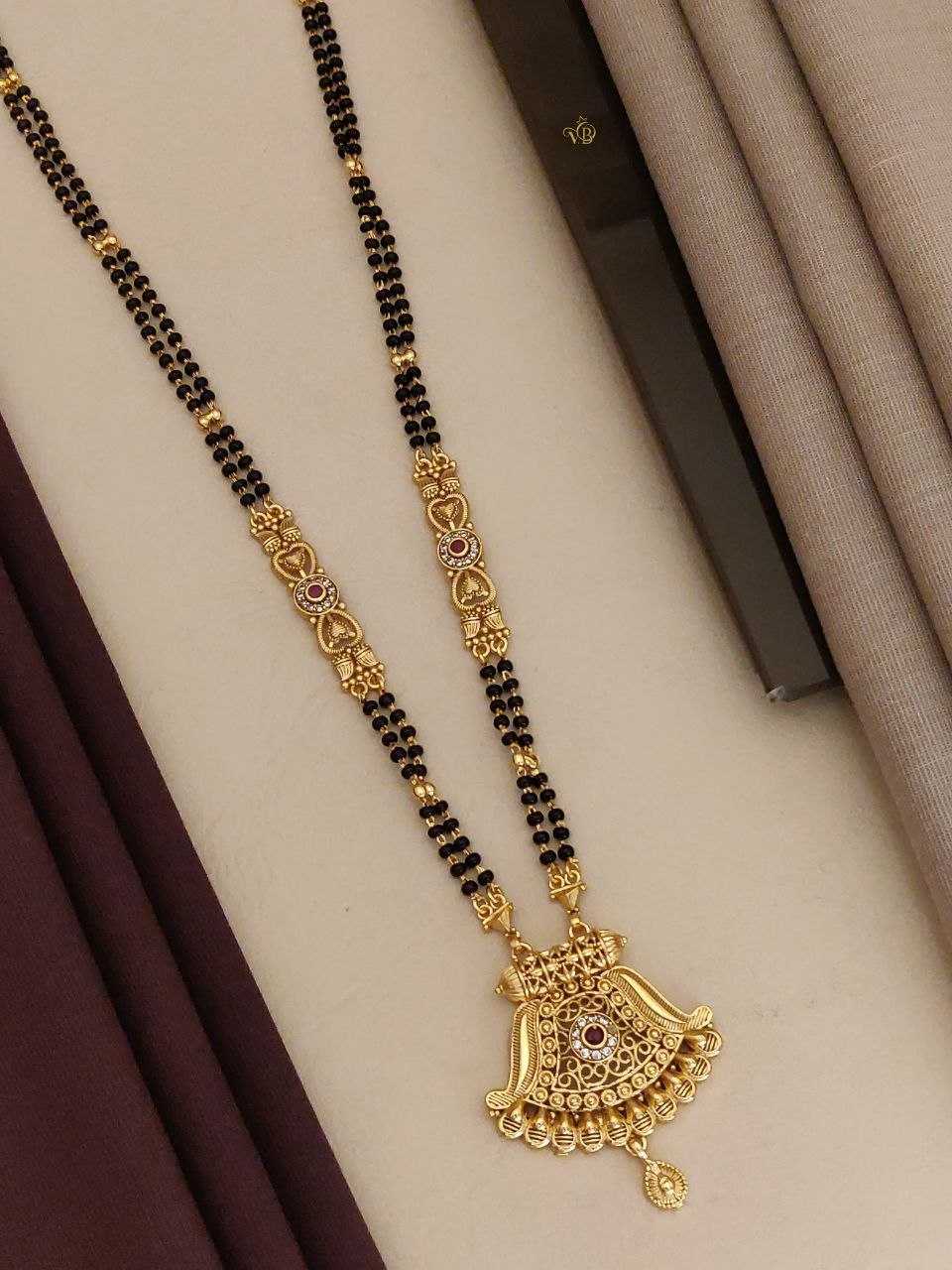 Long Mangalsutra with Engraved Bar Stations