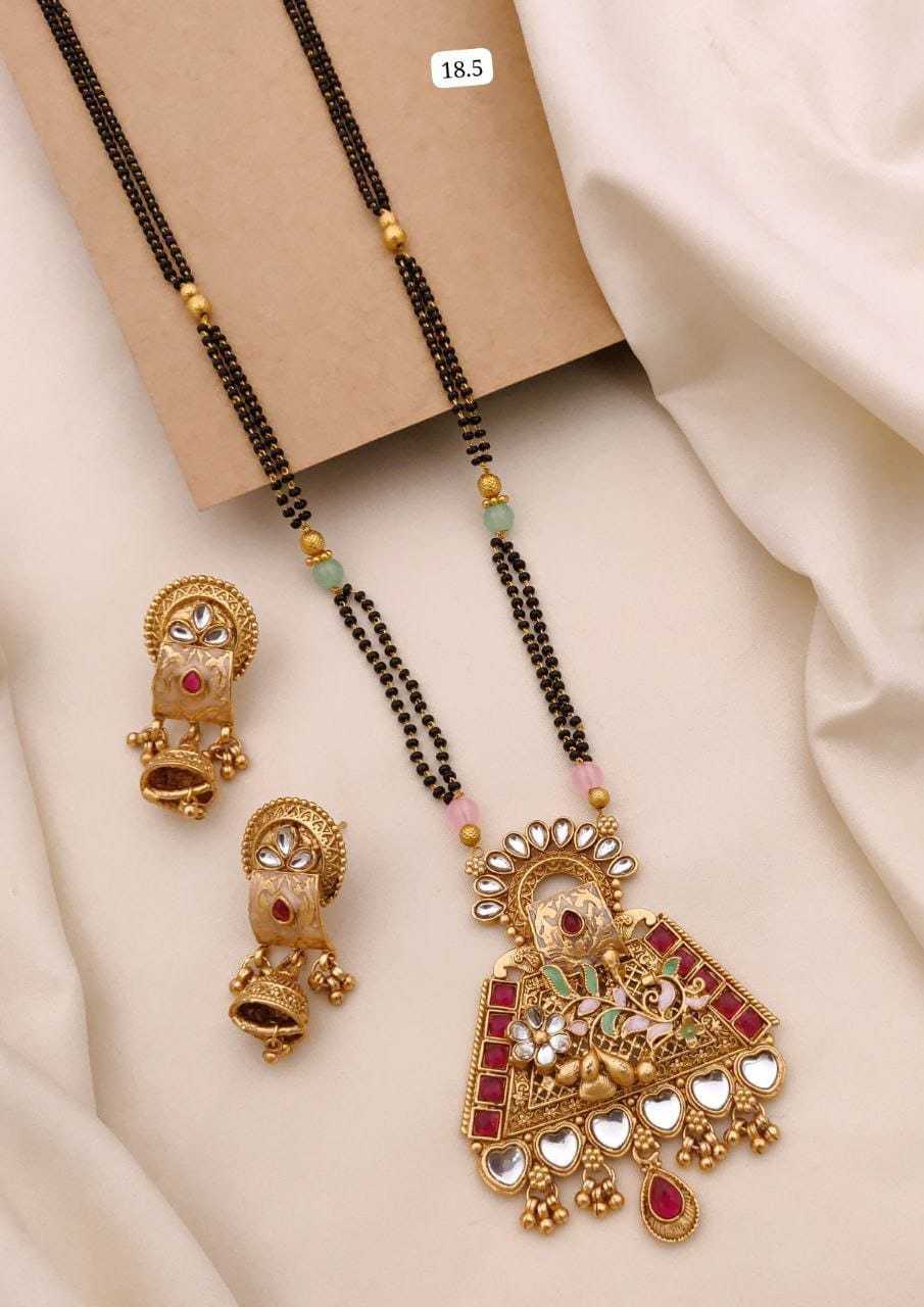 Long Meenakari Circle Mangalsutra with Jhumkas