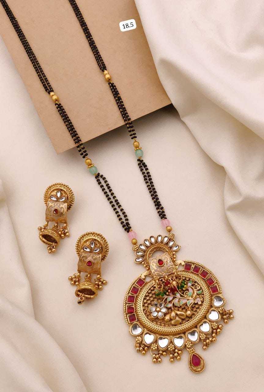 Long Meenakari Circle Mangalsutra with Jhumkas