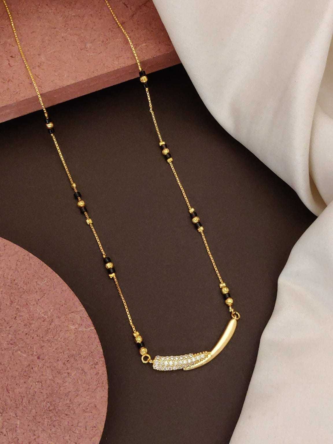 Long Minimal Mangalsutra with Infinity, Bow and Hexagon Pendants
