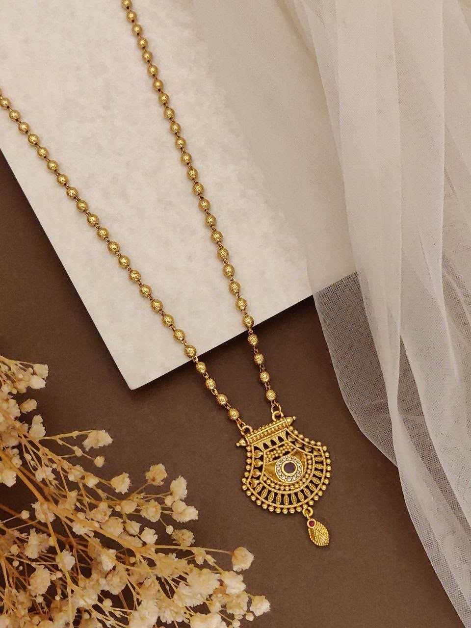Long Necklace with Hexagonal Stone Pendant
