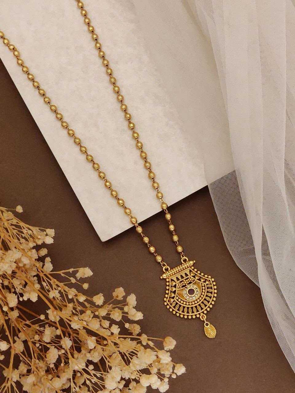 Long Necklace with Hexagonal Stone Pendant