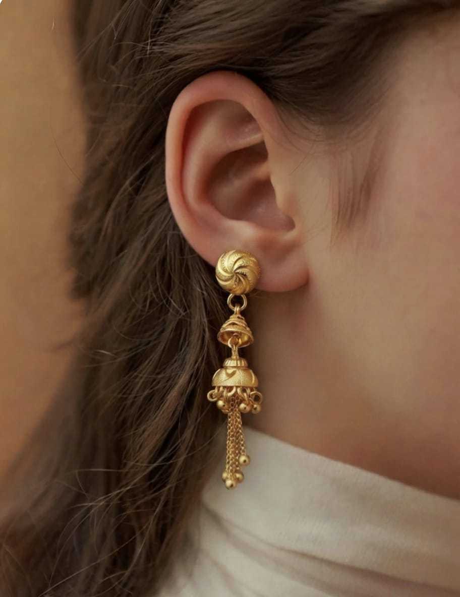Long Tiered Drop Jhumka Earrings