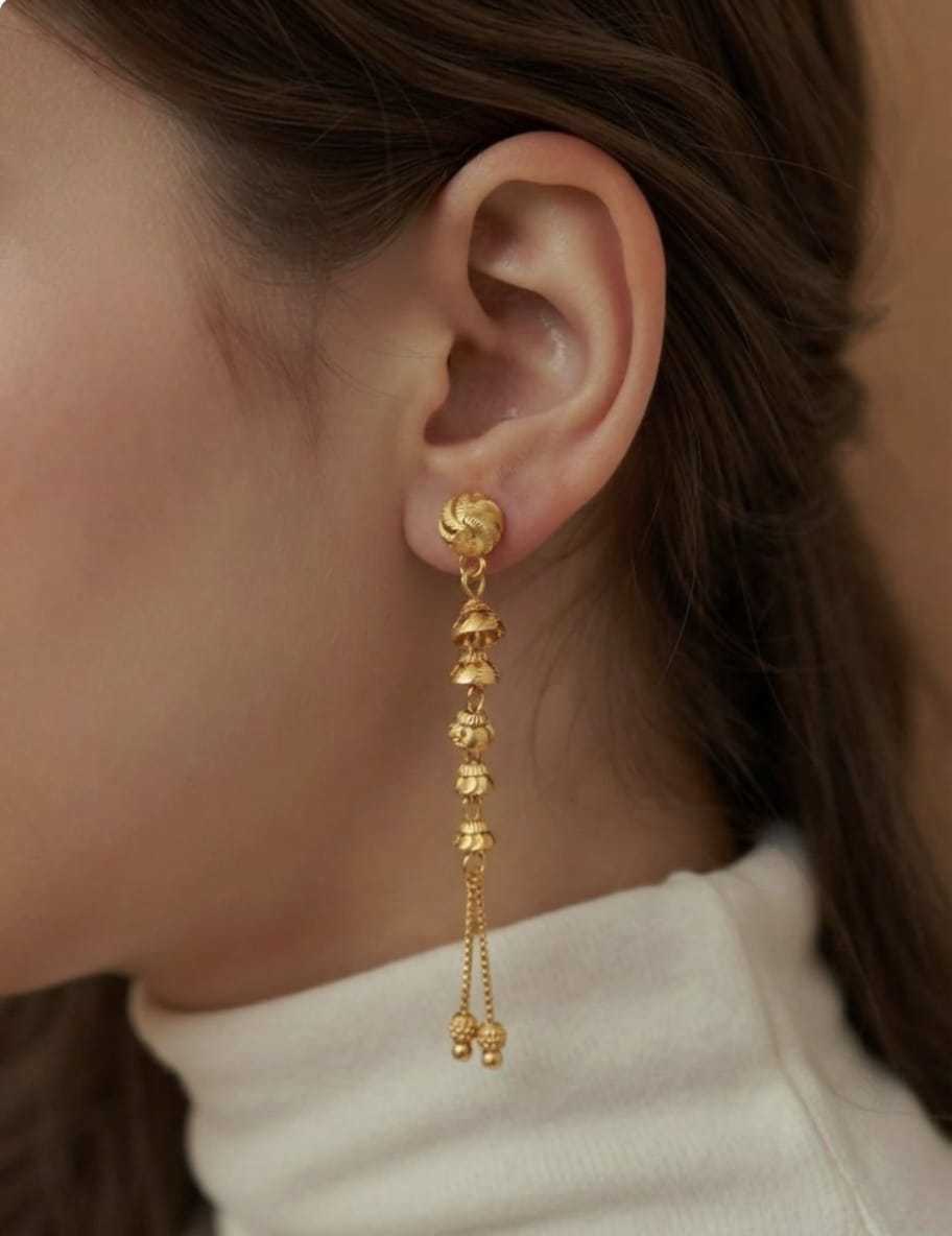 Long Tiered Drop Jhumka Earrings