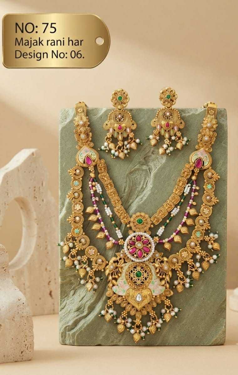 Majak Rani Haar Set with Meenakari Pendant and Pearl Drops