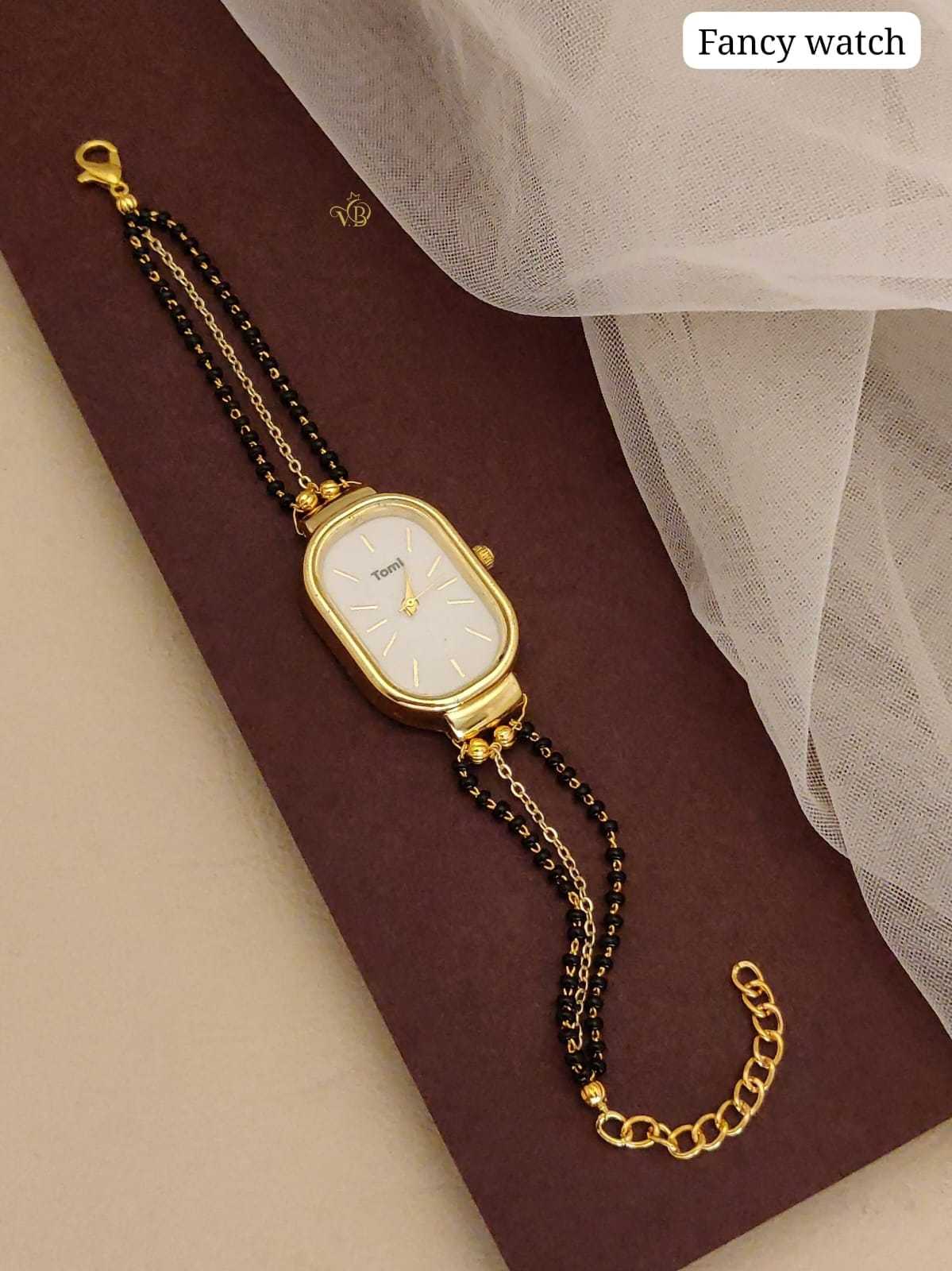 Mangalsutra Bracelet Watch with Oval White Dial