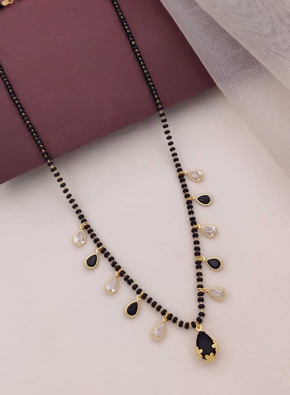 Mangalsutra with Clear & Black Teardrop Crystals