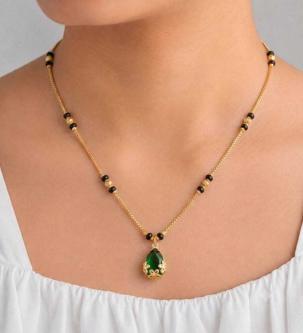 Mangalsutra with Pink Teardrop Stone Pendant