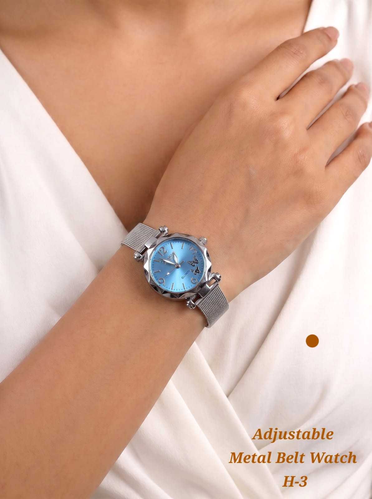Mesh Strap Ladies Watch with Coloured Dial