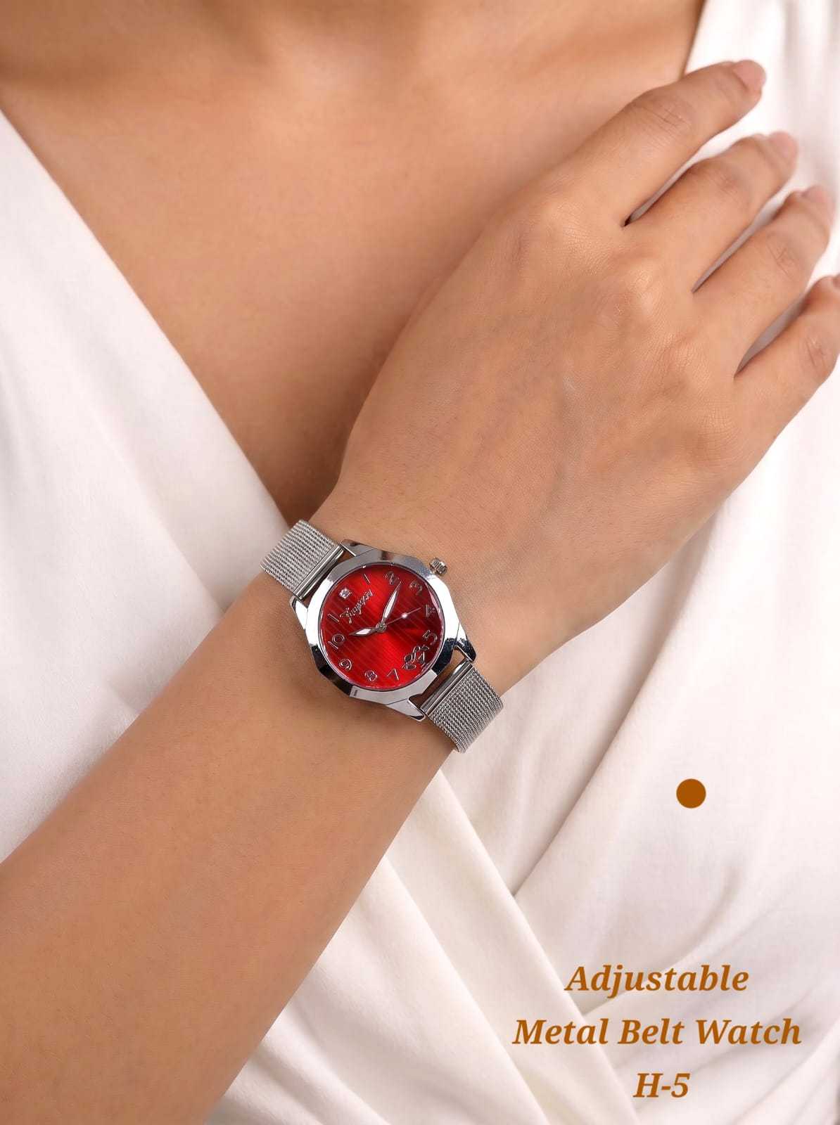 Mesh Strap Ladies Watch with Coloured Dial