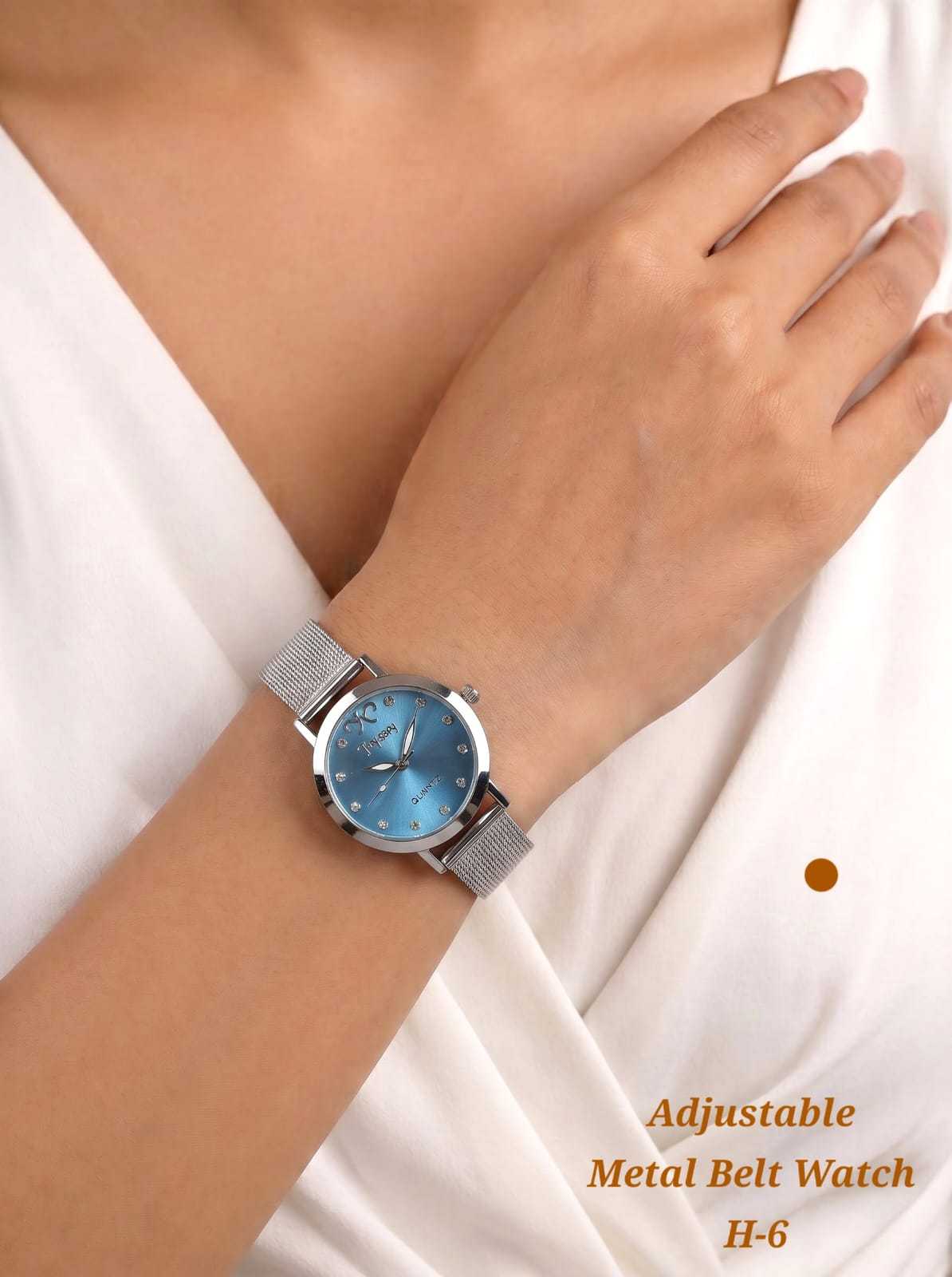 Mesh Strap Ladies Watch with Coloured Dial