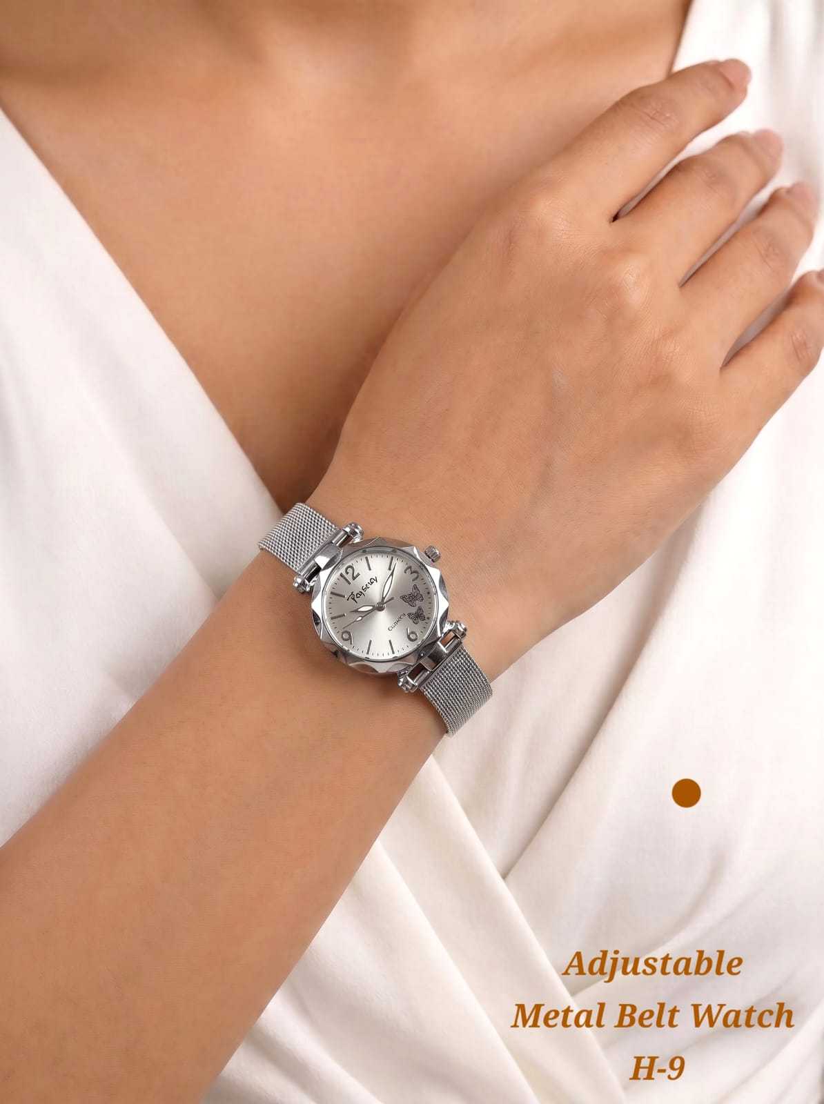 Mesh Strap Ladies Watch with Coloured Dial