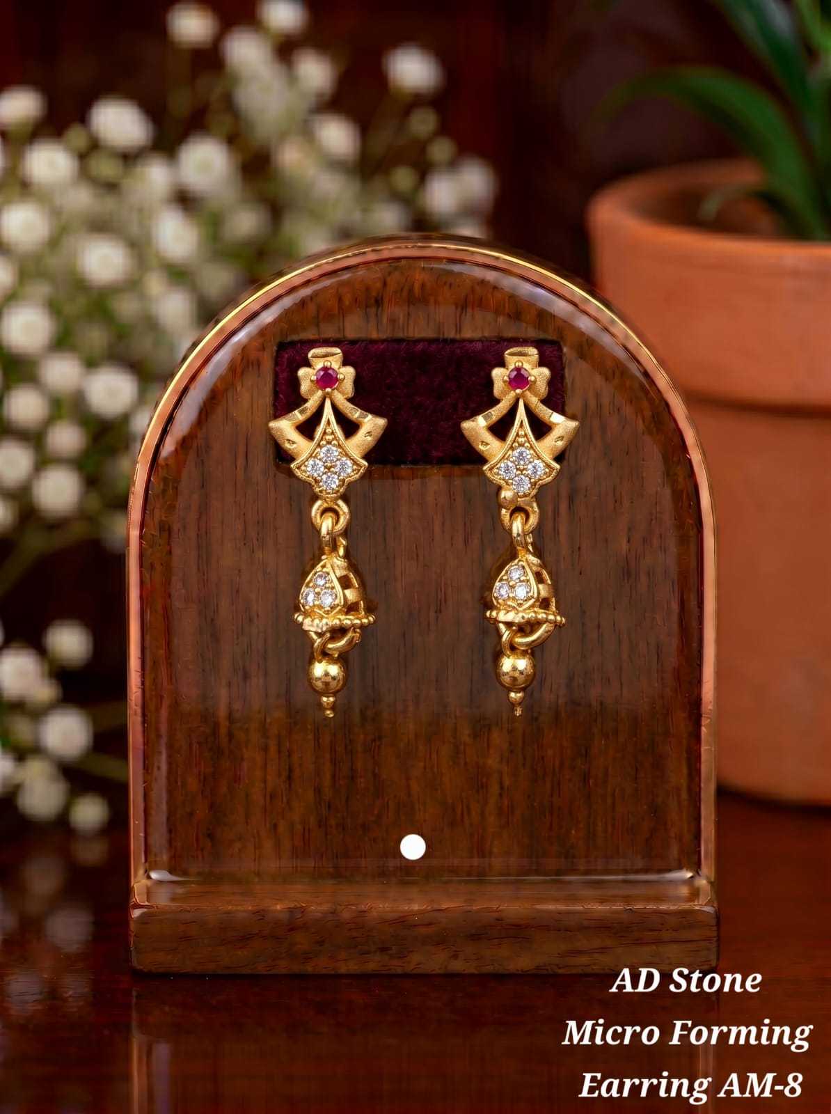 Micro Forming AD Stone Drop Earrings