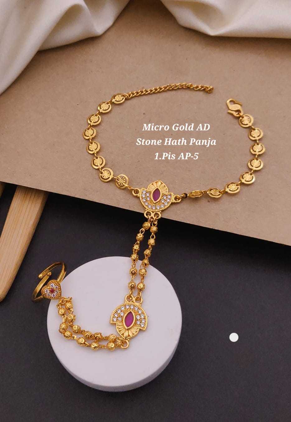 Micro Gold AD Stone Hath Panja
