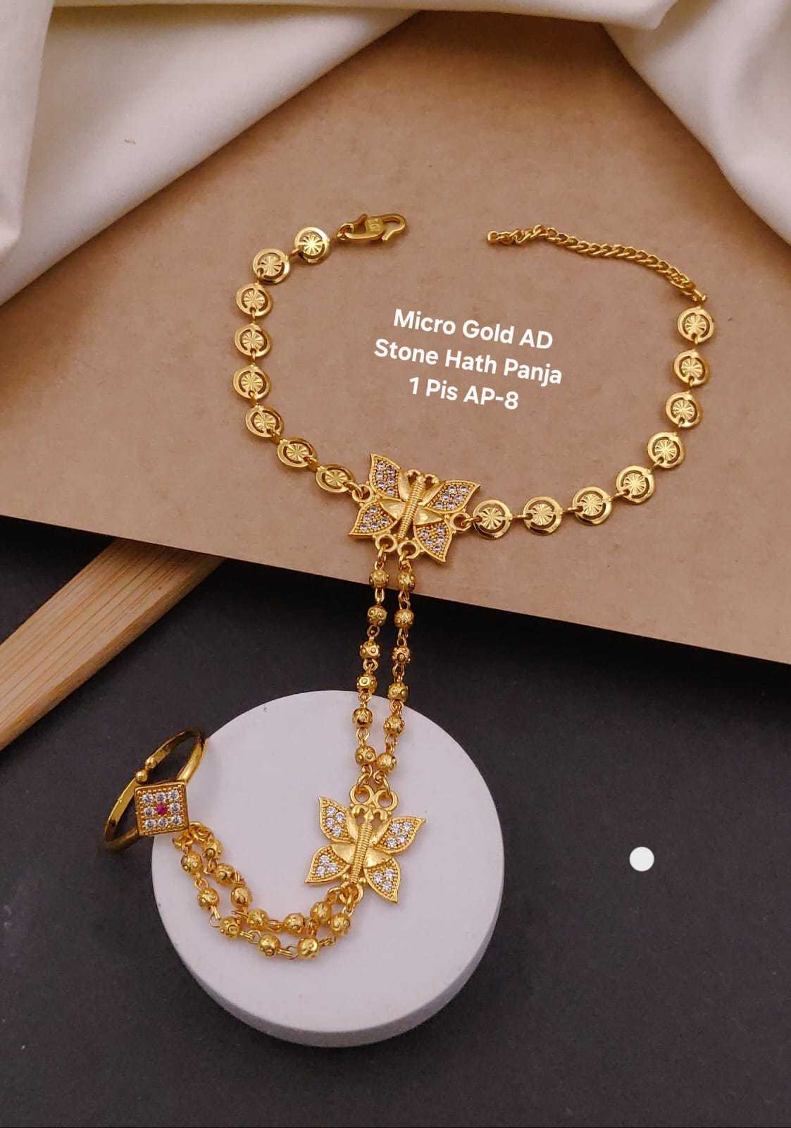 Micro Gold AD Stone Hath Panja