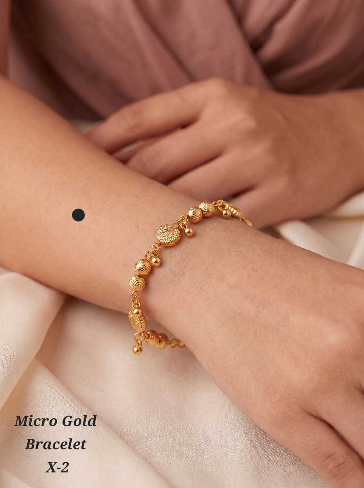 Micro Gold Bracelet with Bead Drop Charms