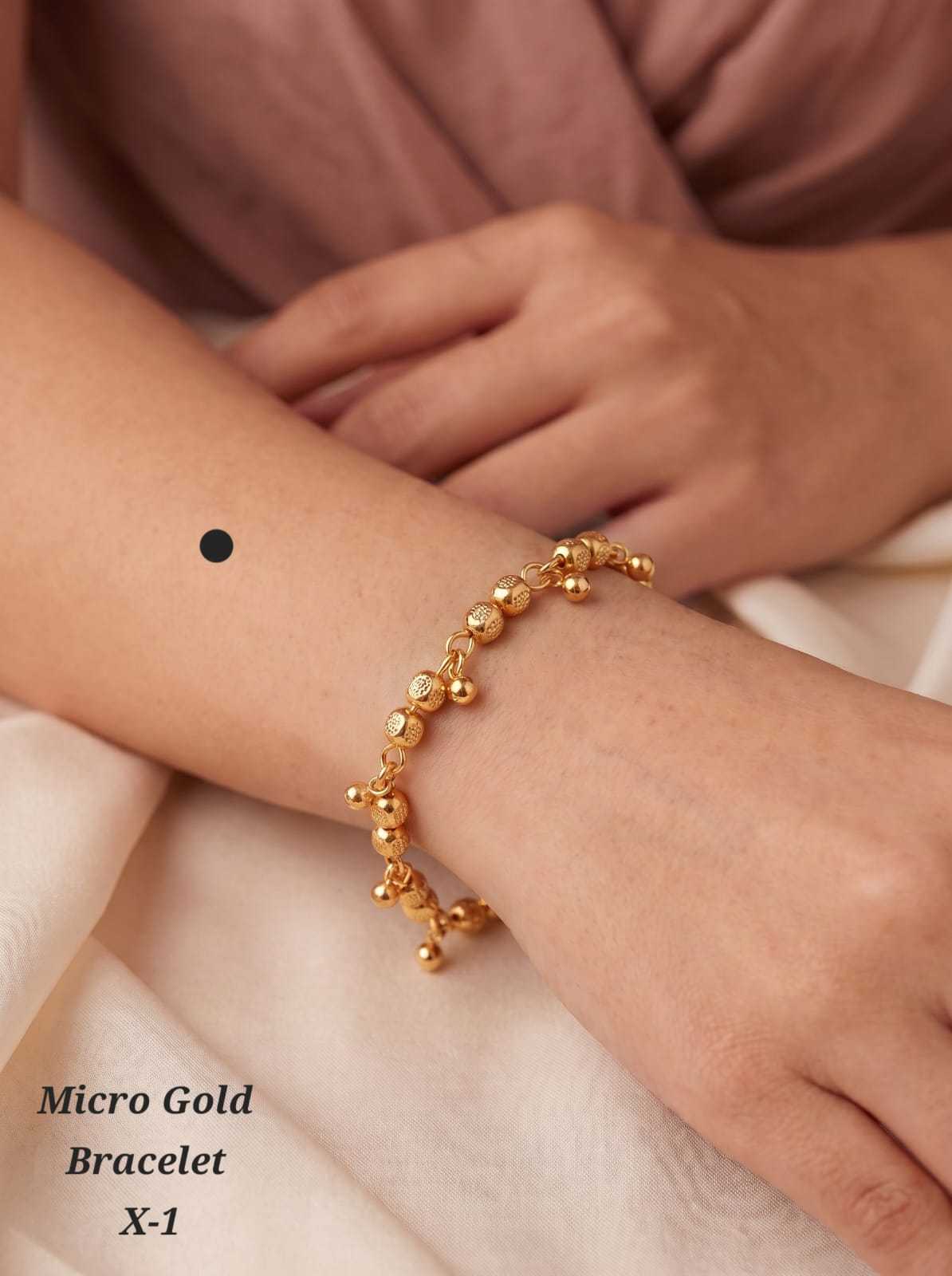 Micro Gold Bracelet with Bead Drop Charms