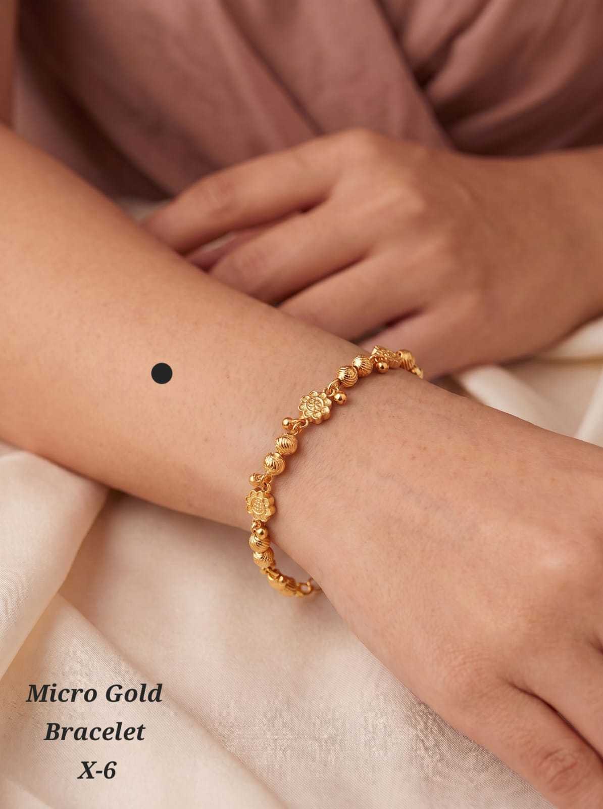 Micro Gold Bracelet with Bead Drop Charms