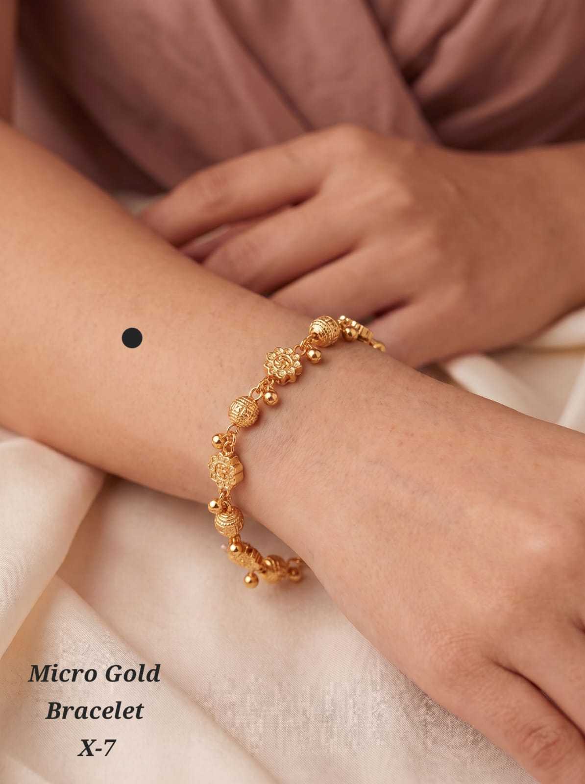 Micro Gold Bracelet with Bead Drop Charms