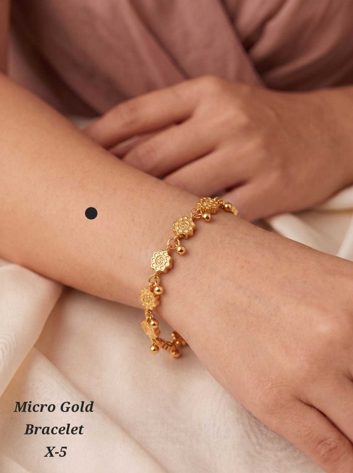 Micro Gold Bracelet with Bead Drop Charms
