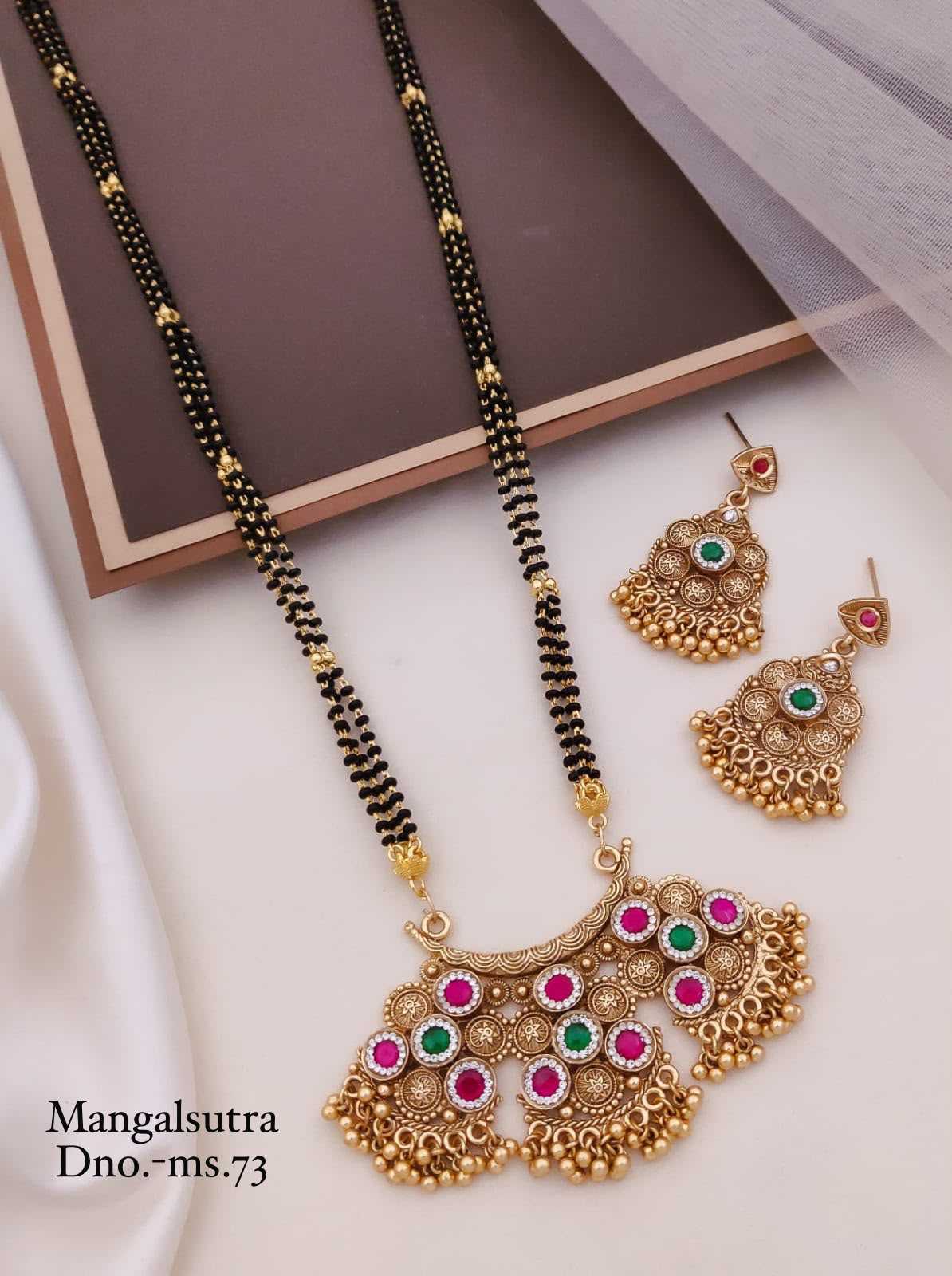 Micro Gold Temple Mangalsutra with Filigree Pendant