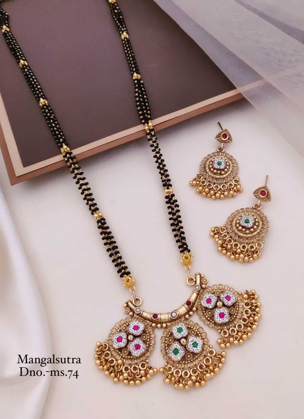 Micro Gold Temple Mangalsutra with Filigree Pendant