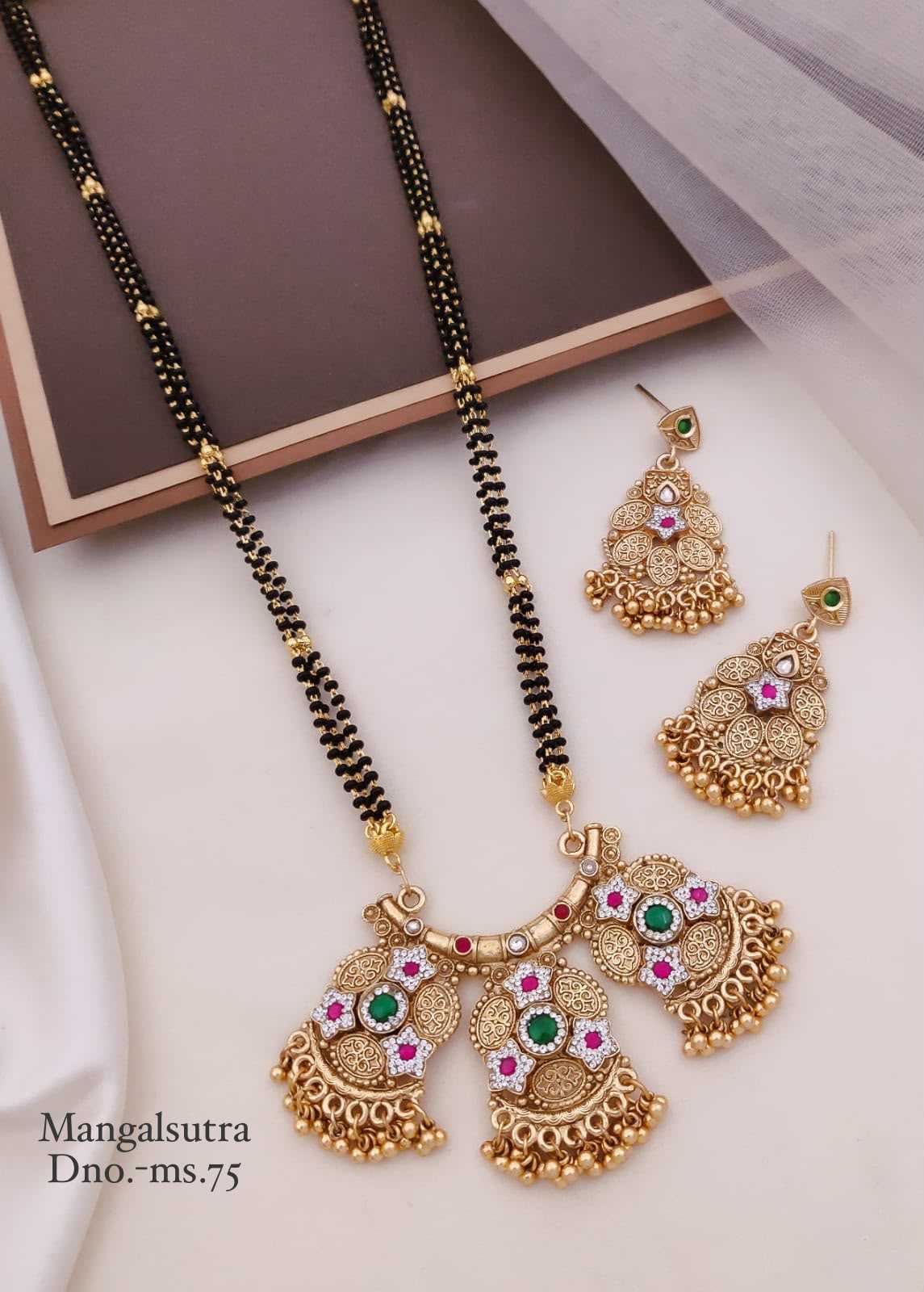 Micro Gold Temple Mangalsutra with Filigree Pendant