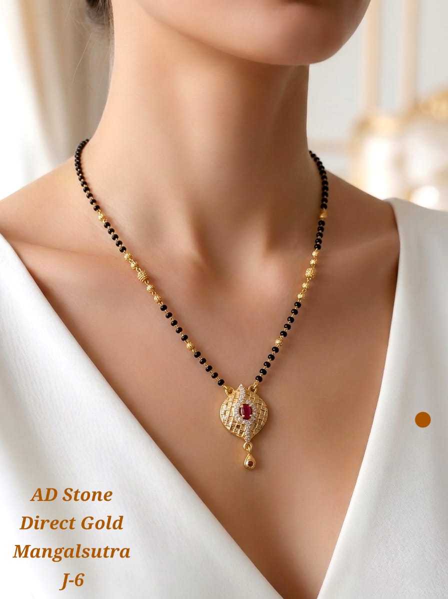 Minimal AD Stone Mangalsutra in High Gold
