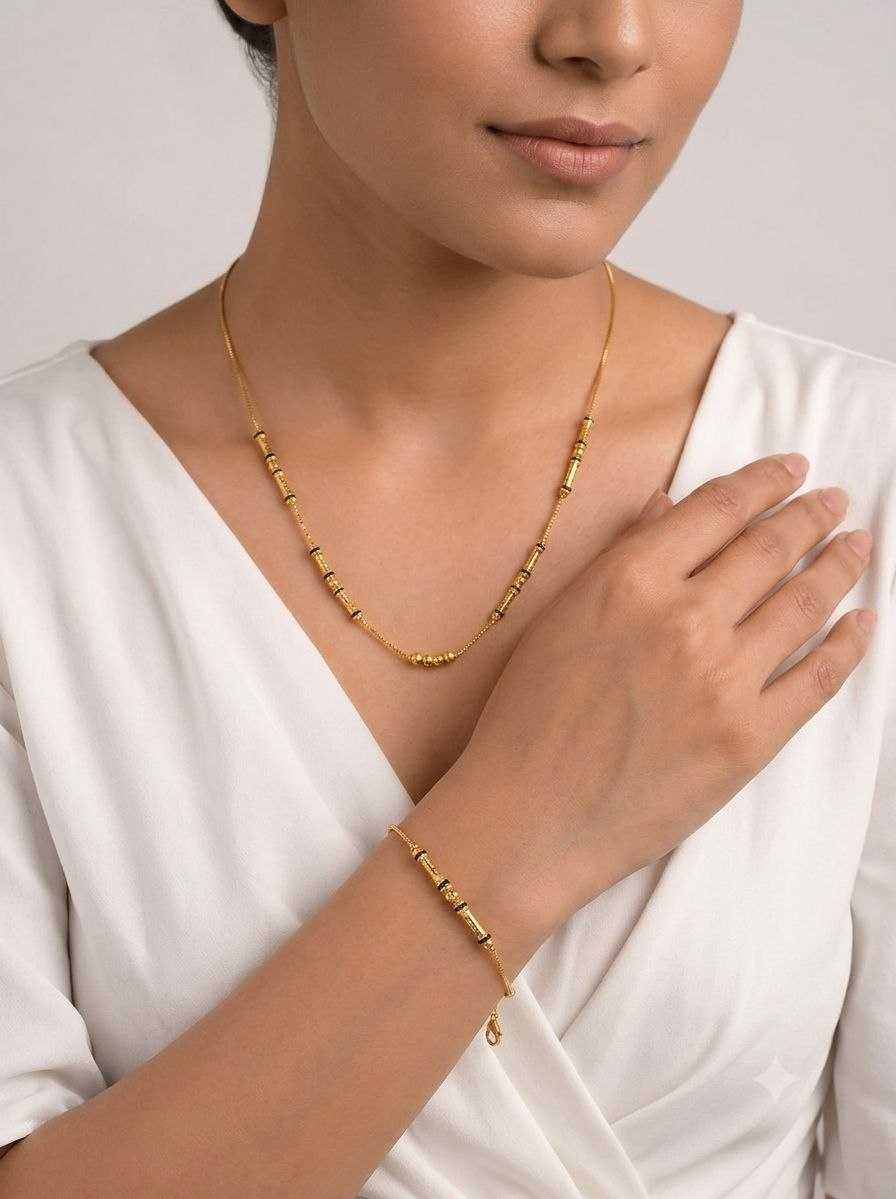 Minimal Bead Station Necklace and Bracelet Set