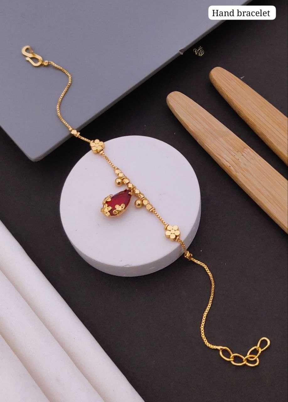Minimalist Ruby Charm Hand Bracelet