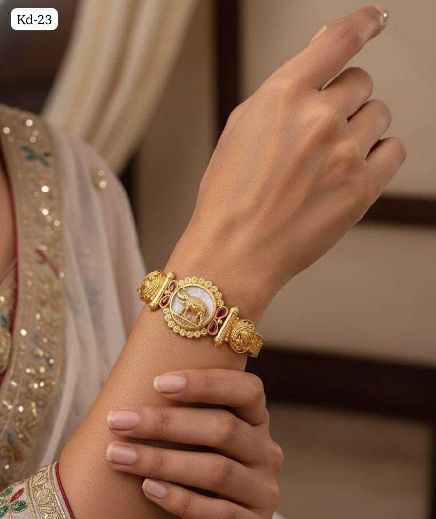 Mint Green Enamel Kada with Peacock Motifs